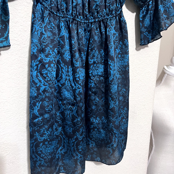 Turquoise Haven Mini Smocked Dress sz S whimsigoth fairy romantic dark stretchy - Picture 3 of 9